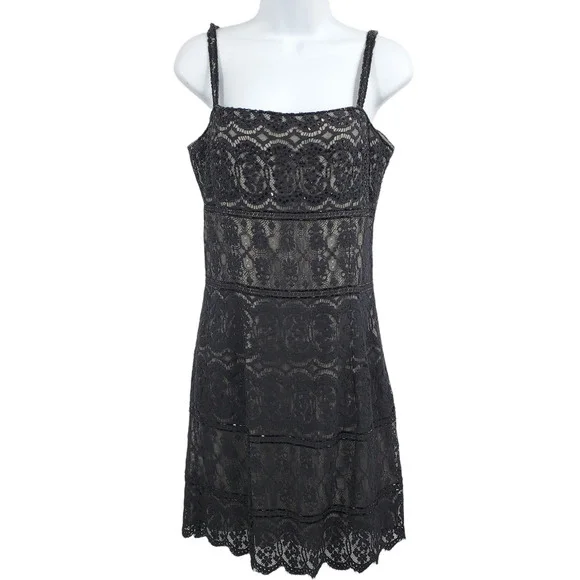 three quarter sleeve lace dress Ladivine CD789 V-Neck 3/4 Sleeve Peplum A-Line Dress with Lace Bodice Dusty Rose / 16